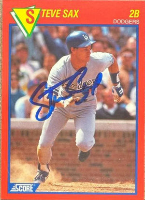 Steve Sax Autographed 1989 Score 100 Superstars - Los Angeles Dodgers #33