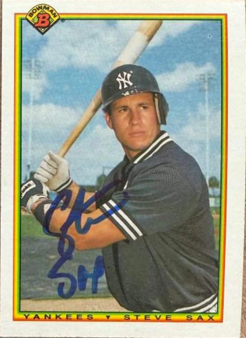Steve Sax Autographed 1990 Bowman - New York Yankees #442