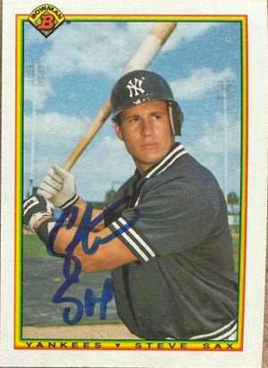 Steve Sax Autographed 1990 Bowman - New York Yankees #442