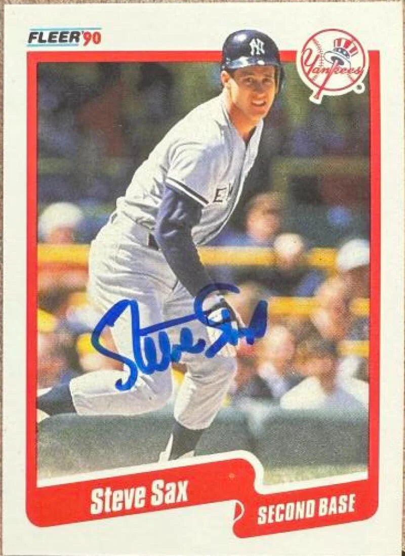 Steve Sax Autographed 1990 Fleer - New York Yankees #455