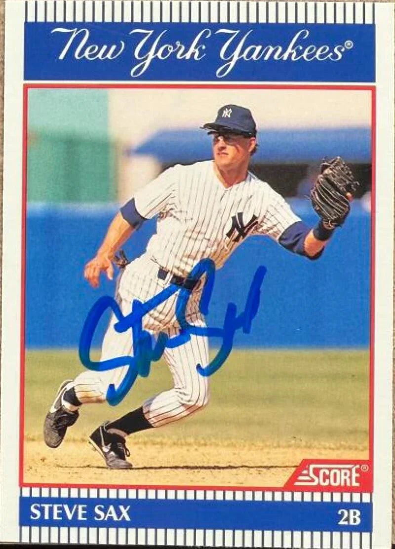 Steve Sax Autographed 1990 Score National Westminster Banks New York Yankees SGA - New York Yankees #3