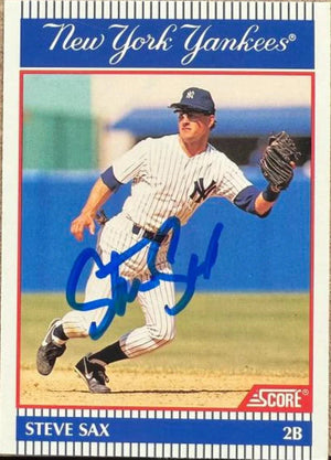 Steve Sax Autographed 1990 Score National Westminster Banks New York Yankees SGA - New York Yankees #3