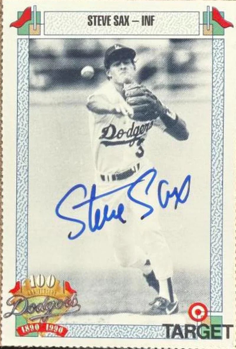 Steve Sax Autographed 1990 Target 100th Anniversary SGA - Los Angeles Dodgers #706