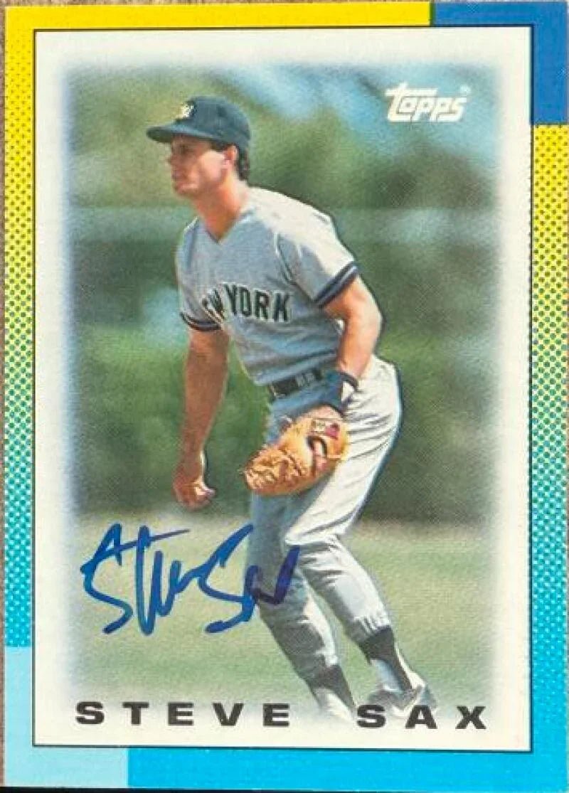 Steve Sax Autographed 1990 Topps Major League Leaders Minis - New York Yankees #25