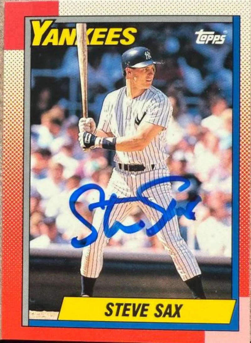 Steve Sax Autographed 1990 Topps TIFFANY - New York Yankees #560