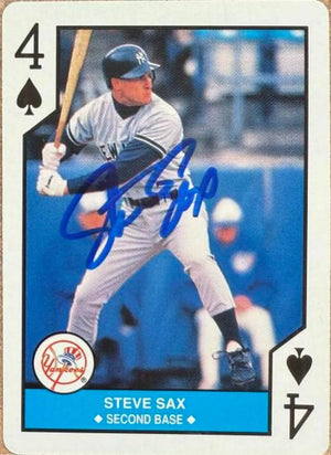 Steve Sax Autographed 1990 U.S. Playing Card Co. Major League All-Stars Playing Cards - New York Yankees #4