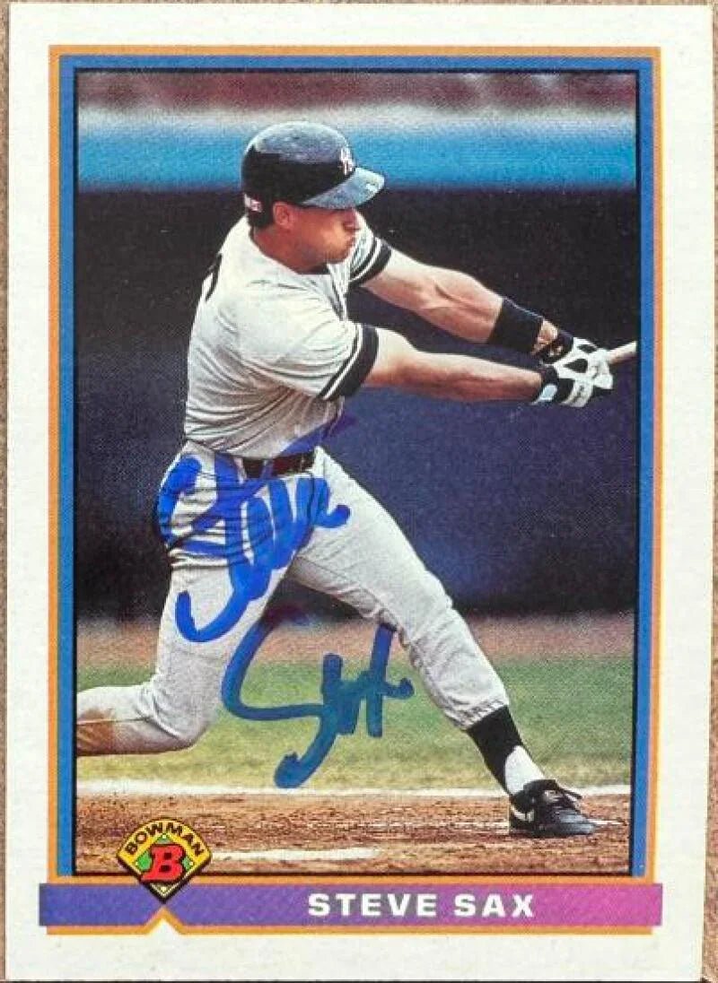 Steve Sax Autographed 1991 Bowman - New York Yankees #170