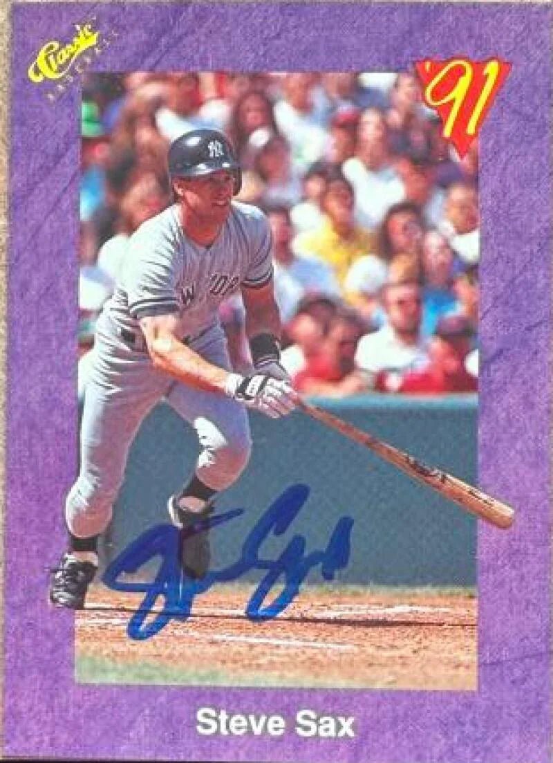 Steve Sax Autographed 1991 Classic - New York Yankees #106