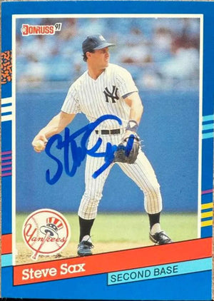 Steve Sax Autographed 1991 Donruss - New York Yankees #163