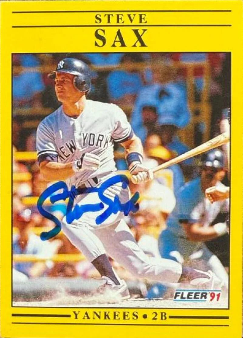 Steve Sax Autographed 1991 Fleer - New York Yankees #679