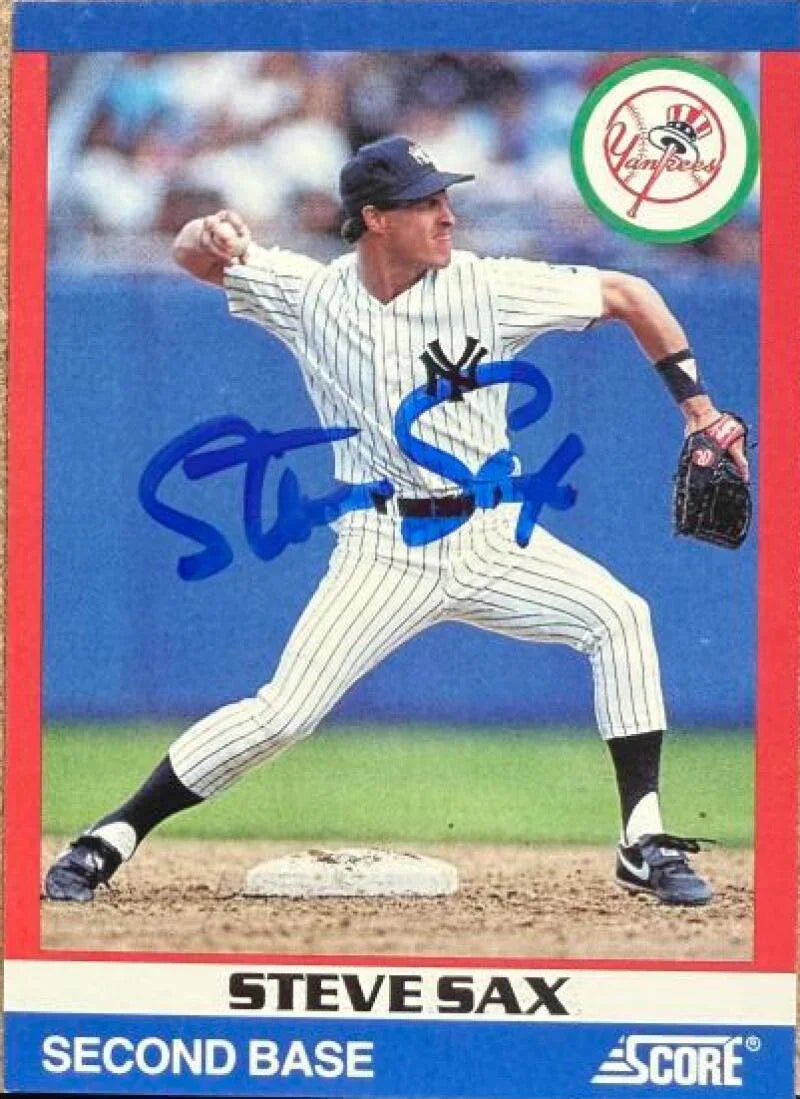 Steve Sax Autographed 1991 Score 100 Superstars - New York Yankees #72