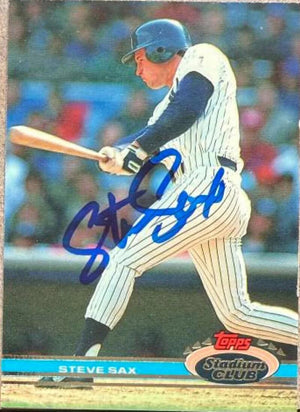 Steve Sax Autographed 1991 Stadium Club - New York Yankees #204