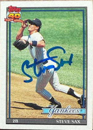 Steve Sax Autographed 1991 Topps - New York Yankees #290