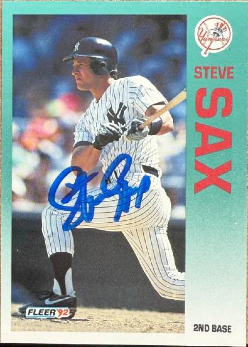 Steve Sax Autographed 1992 Fleer - New York Yankees #244