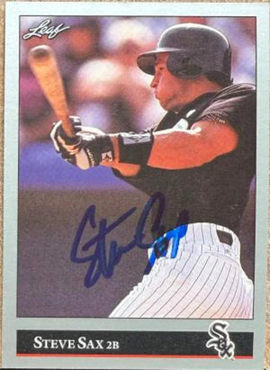 Steve Sax Autographed 1992 Leaf Baseball Card - Chicago White Sox #217