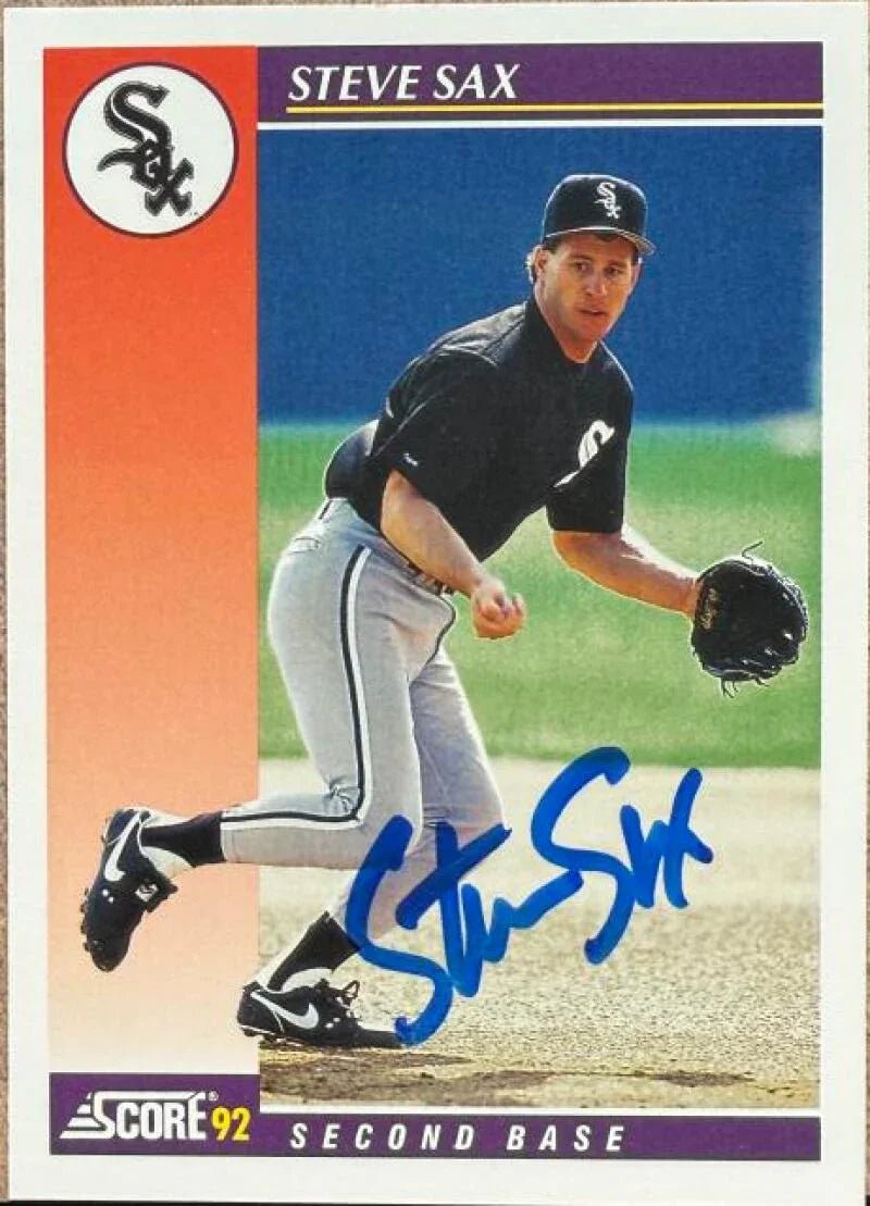 Steve Sax Autographed 1992 Score Rookie & Traded- Chicago White Sox #4T