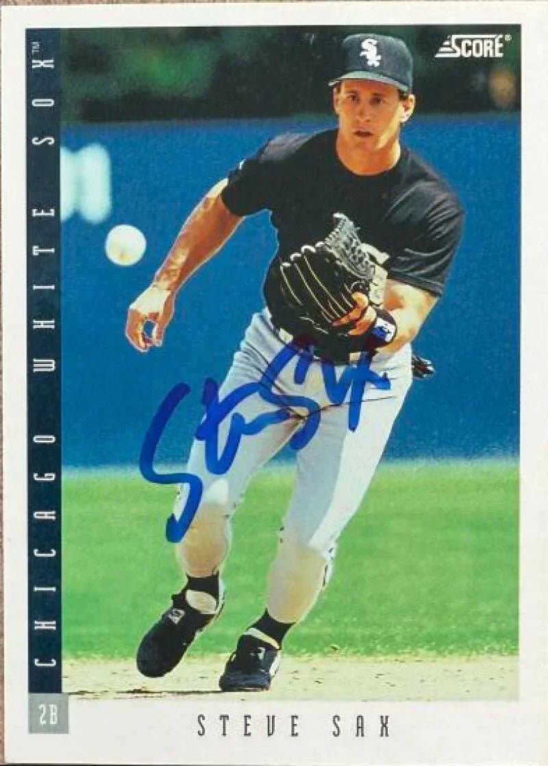 Steve Sax Autographed 1993 Score - Chicago White Sox #418