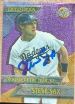 Steve Sax Autographed 1995 Los Angeles Dodgers Chromium Rookie of the Year - Los Angeles Dodgers #11
