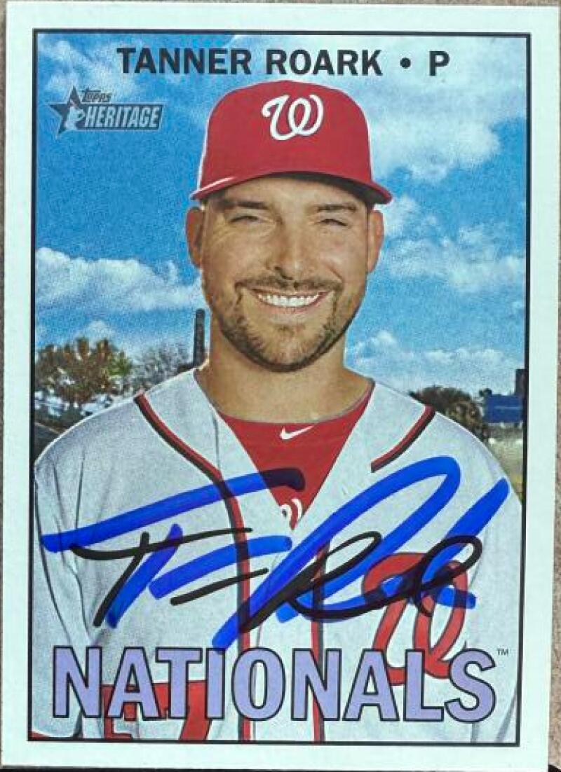 Tanner Roark Signed 2016 Topps Heritage Baseball Card - Washington Nationals #555