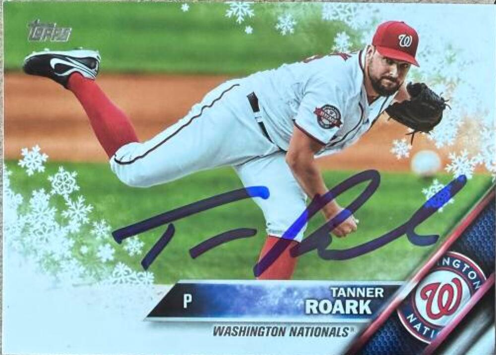 Tanner Roark Signed 2016 Topps Holiday Baseball Card - Washington Nationals #HMW95