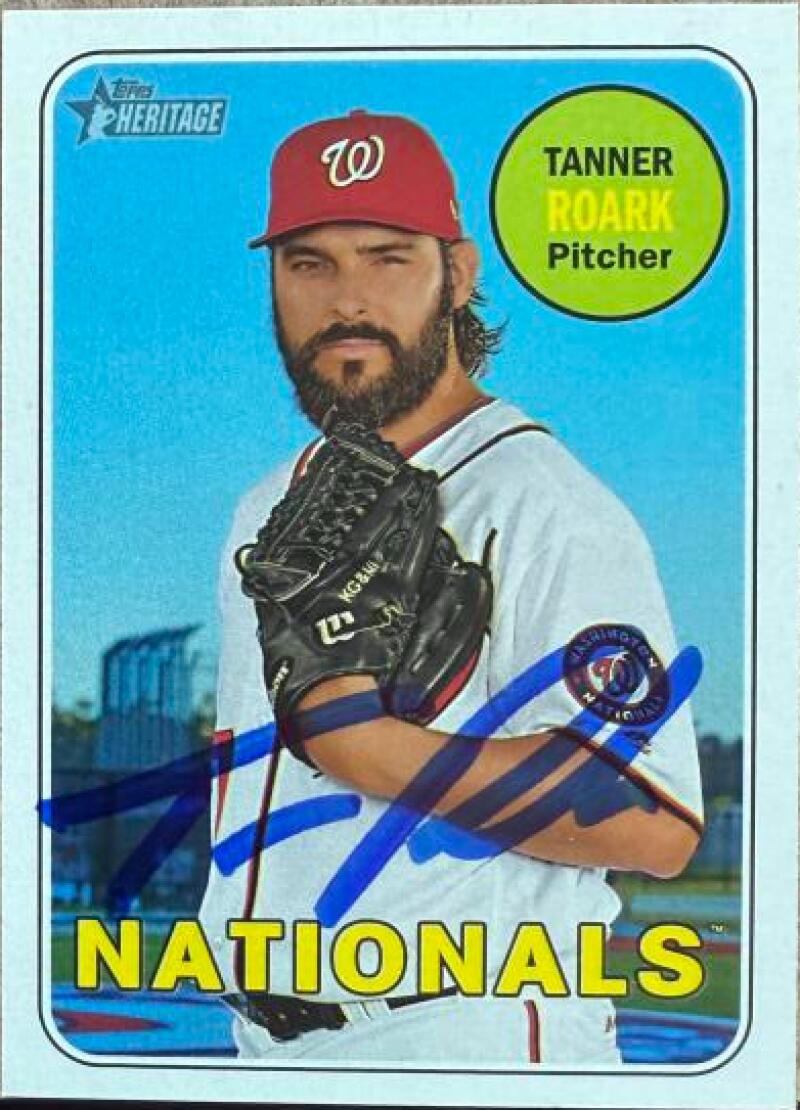 Tanner Roark Signed 2018 Topps Heritage Baseball Card - Washington Nationals #192