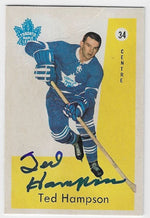 Ted Hampson Signed 1960 - 61 Parkhurst Hockey Card - Toronto Maple Leafs - PastPros