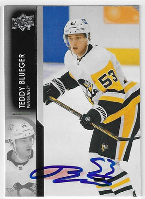 Teddy Blueger Signed 2021-22 Upper Deck Hockey Card - Pittsburgh Penguins