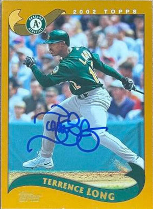 Terrence Long Signed 2002 Topps Baseball Card - Oakland A's