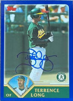 Terrence Long Signed 2003 Topps Baseball Card - Oakland A's