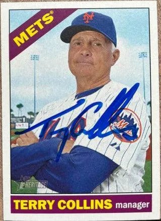 Terry Collins Signed 2015 Topps Heritage Baseball Card - New York Mets