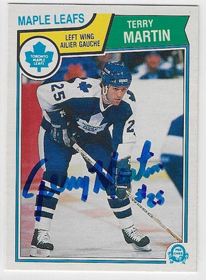 Terry Martin Signed 1983 - 84 O - Pee - Chee Hockey Card - Toronto Maple Leafs - PastPros