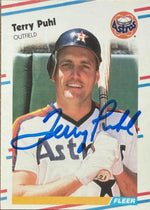 Terry Puhl Signed 1988 Fleer Glossy Update Baseball Card - Houston Astros