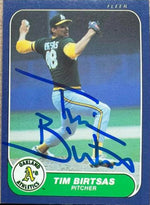 Tim Birtsas Signed 1986 Fleer Baseball Card - Oakland A's