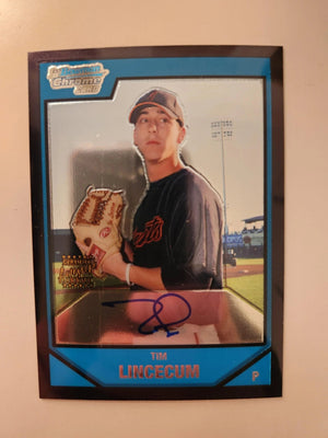 Tim Lincecum Signed 2007 Bowman Chrome Prospects Baseball Card - San Francisco Giants #BC238 AU