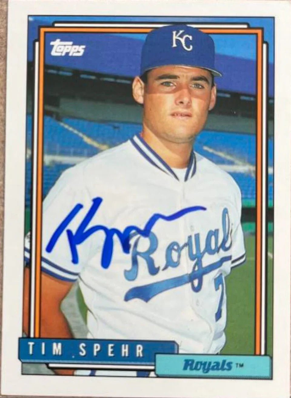 Tim Spehr Signed 1992 Topps Baseball Card - Kansas City Royals
