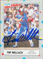 Tim Wallach Signed 1988 Fleer Star Stickers Baseball Card - Montreal Expos - PastPros