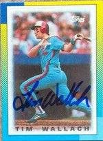 Tim Wallach Signed 1990 Topps Major League Leaders Mini Baseball Card - Montreal Expos