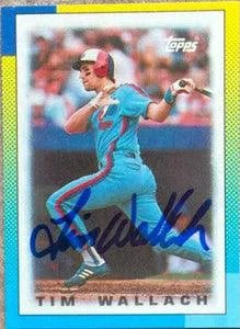 Tim Wallach Signed 1990 Topps Major League Leaders Mini Baseball Card - Montreal Expos