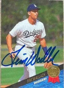 Tim Wallach Signed 1993 Leaf Baseball Card - Los Angeles Dodgers