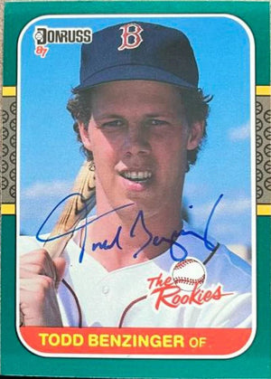 Todd Benzinger Signed 1987 Donruss Rookies Baseball Card - Boston Red Sox