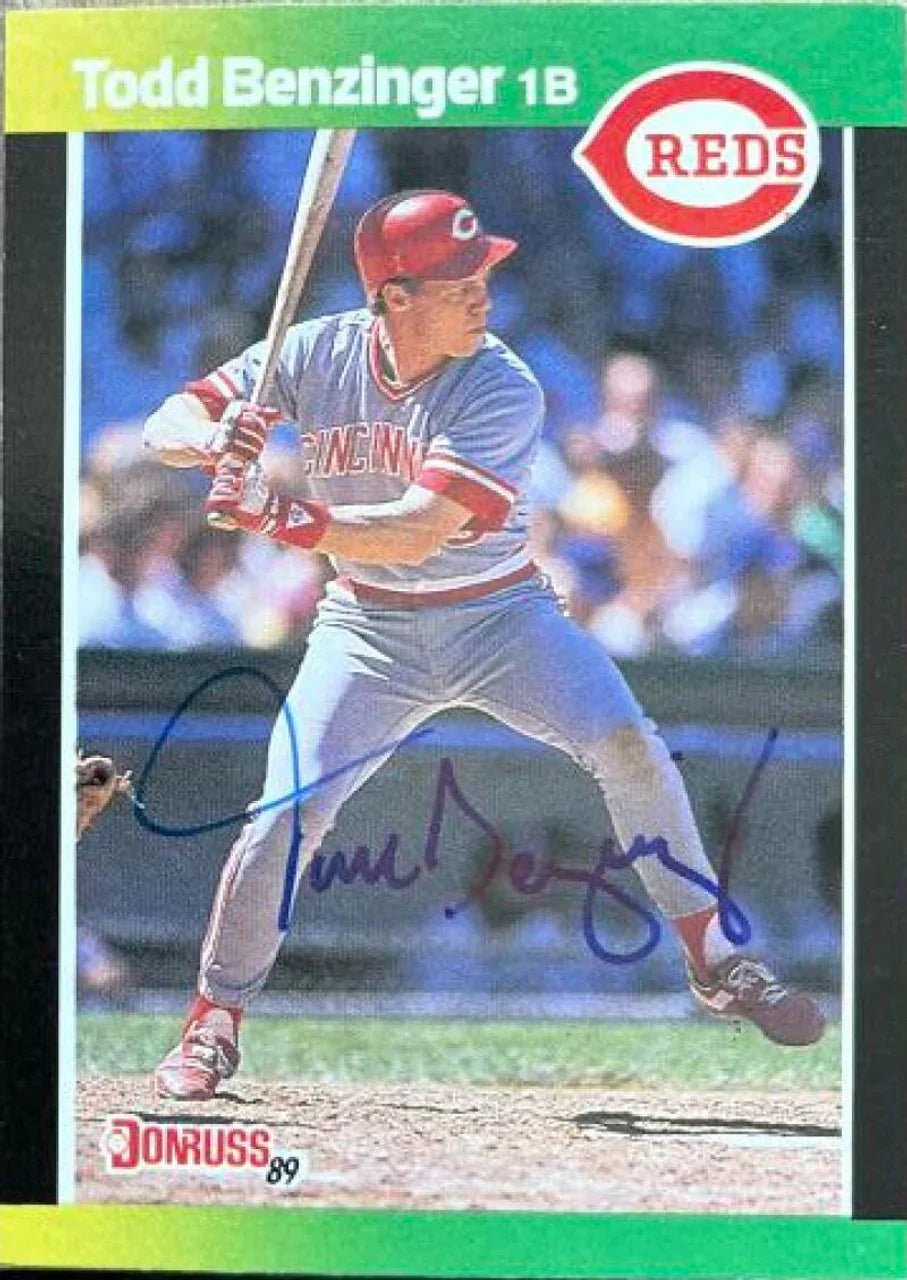 Todd Benzinger Signed 1989 Donruss Baseball's Best Baseball Card - Cincinnati Reds