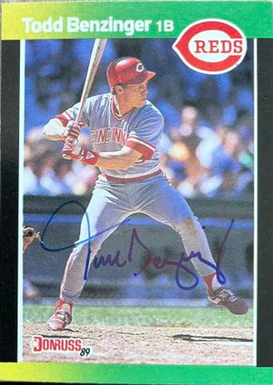 Todd Benzinger Signed 1989 Donruss Baseball's Best Baseball Card - Cincinnati Reds