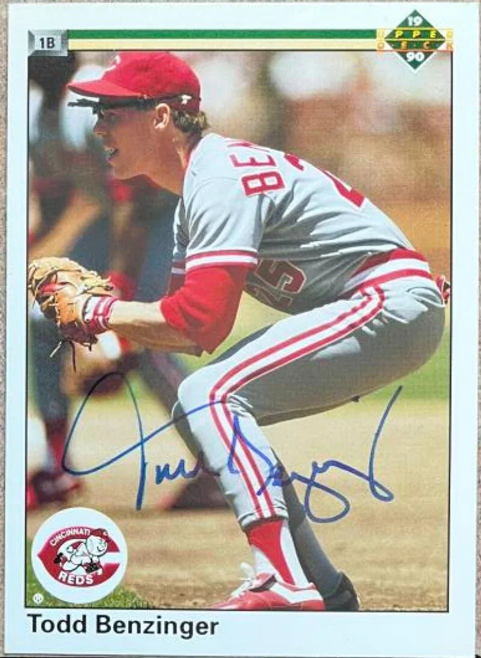 Todd Benzinger Signed 1990 Upper Deck Baseball Card - Cincinnati Reds