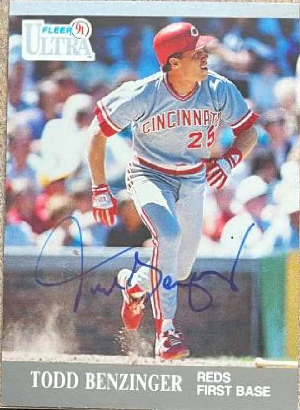 Todd Benzinger Signed 1991 Fleer Ultra Baseball Card - Cincinnati Reds