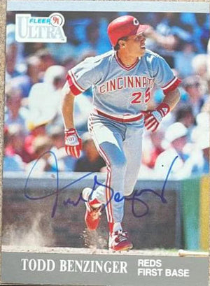 Todd Benzinger Signed 1991 Fleer Ultra Baseball Card - Cincinnati Reds