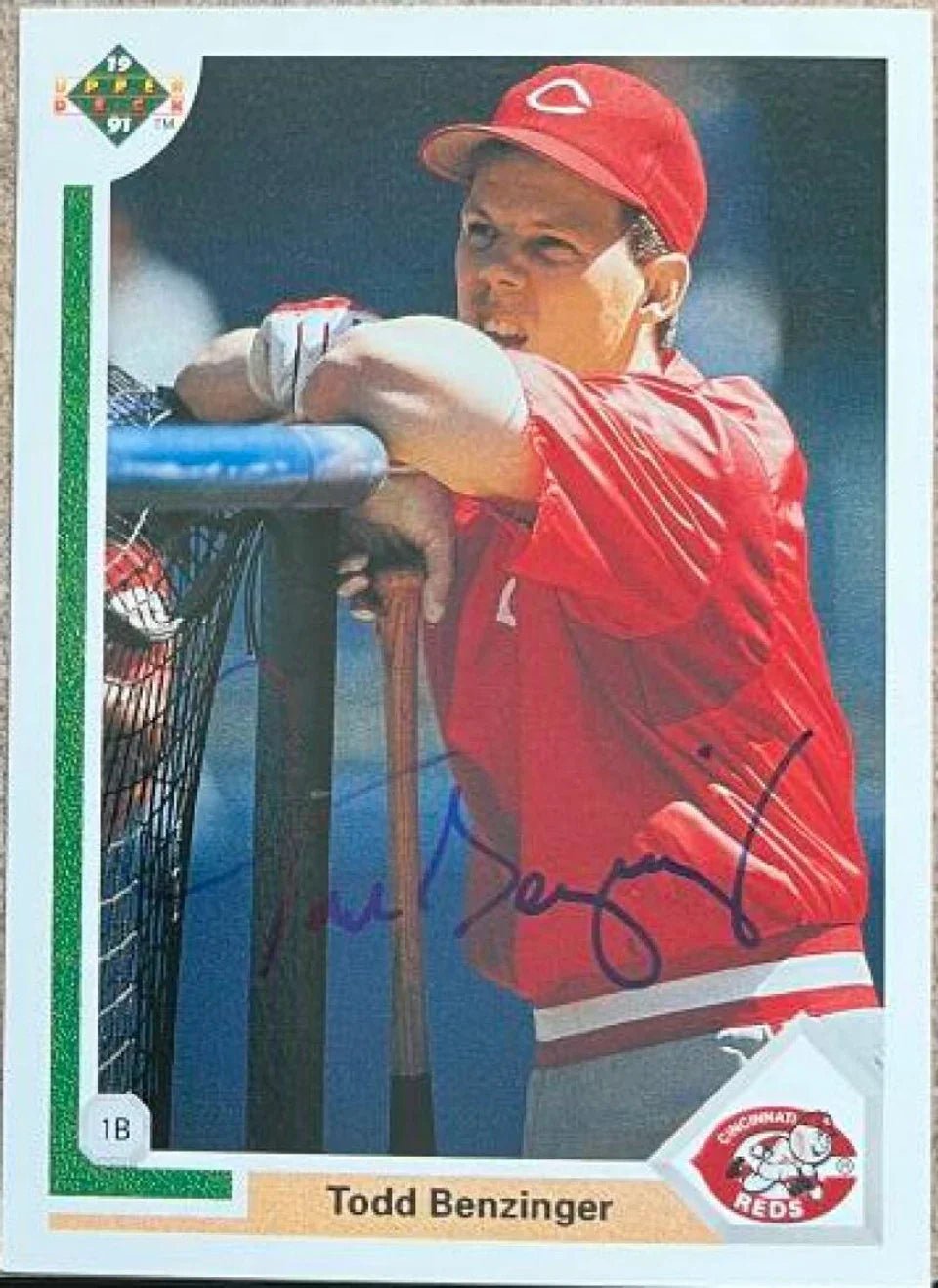 Todd Benzinger Signed 1991 Upper Deck Baseball Card - Cincinnati Reds