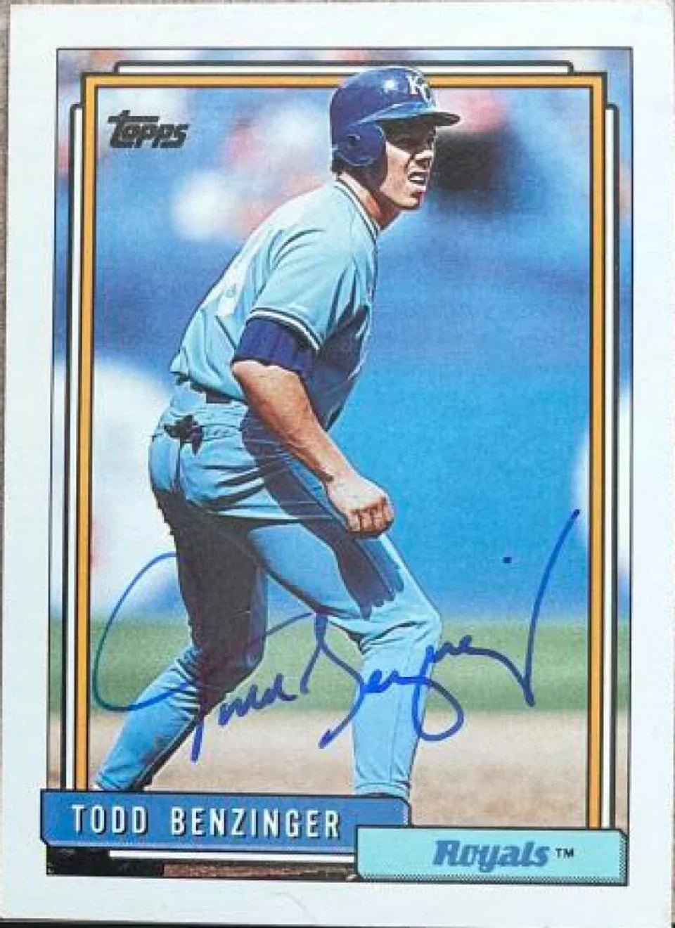 Todd Benzinger Signed 1992 Topps Baseball Card - Kansas City Royals