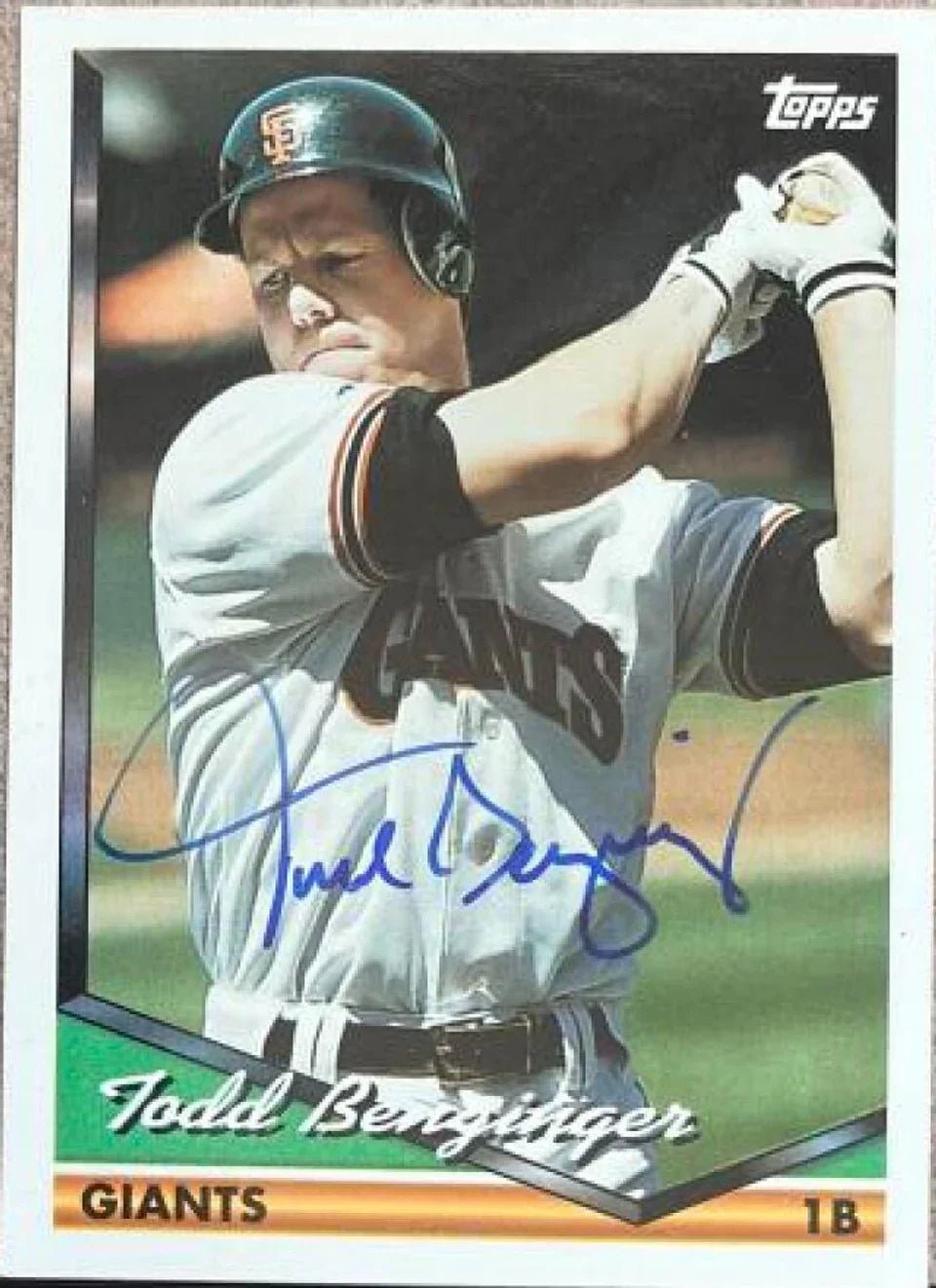 Todd Benzinger Signed 1994 Topps Baseball Card - San Francisco Giants