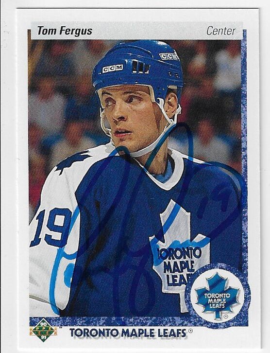 Tom Fergus Signed 1990 - 91 Upper Deck Hockey Card - Toronto Maple Leafs - PastPros