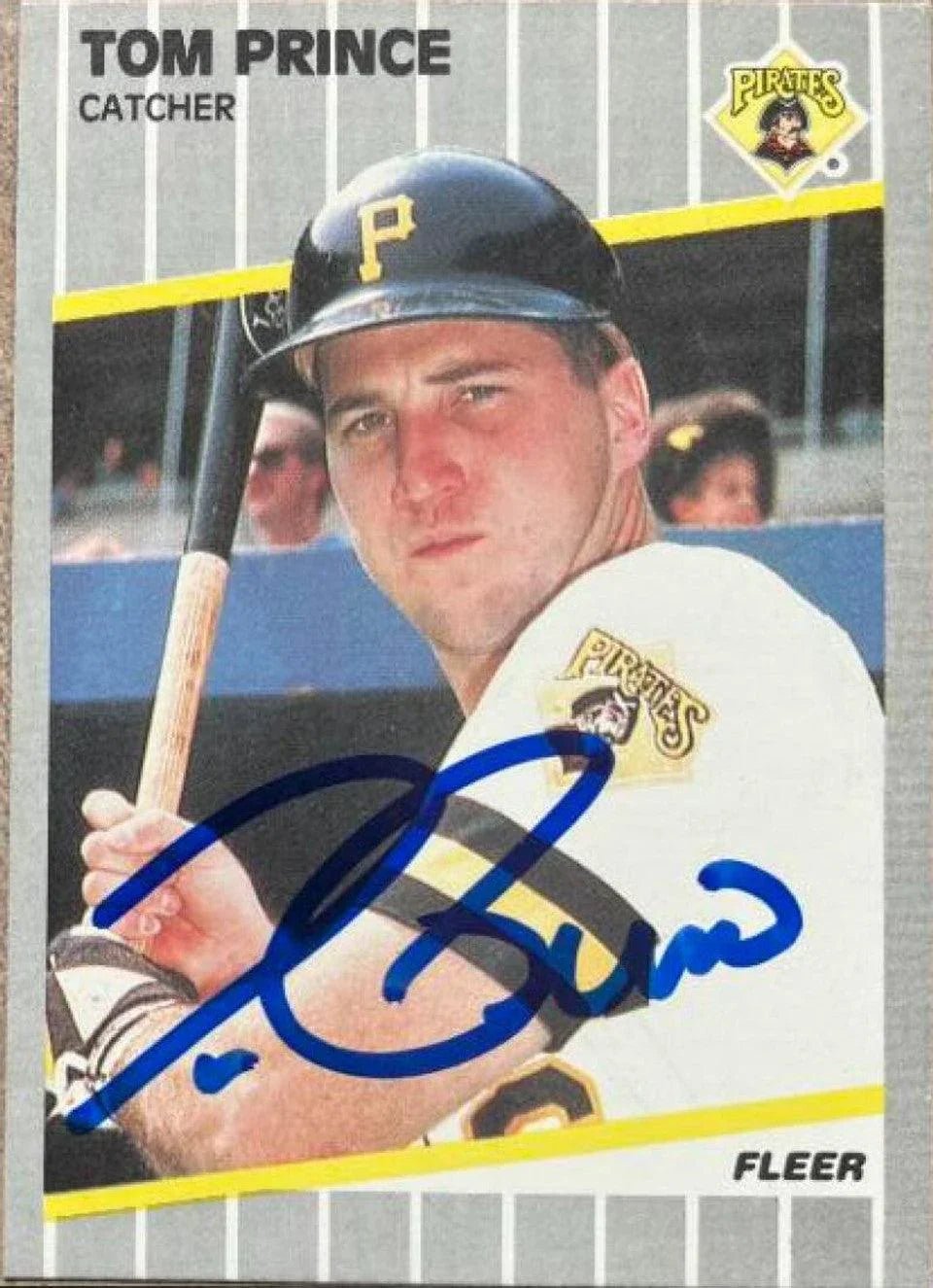 Tom Prince Signed 1989 Fleer Baseball Card - Pittsburgh Pirates